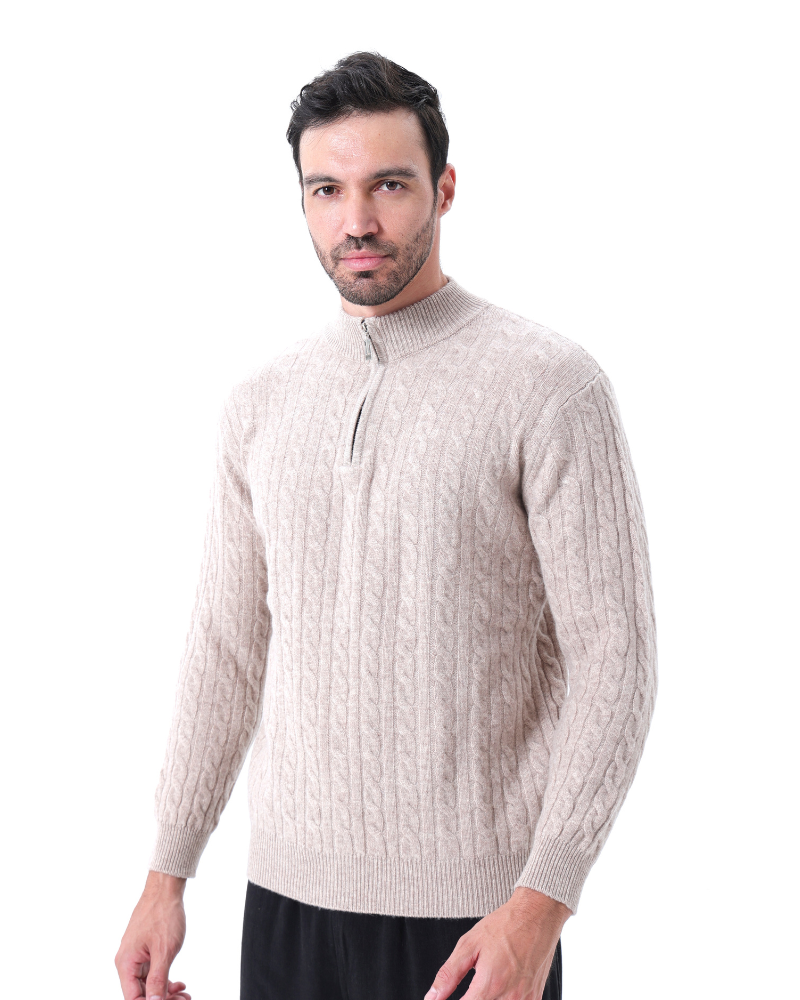 Kaschmirpullover mit halbem Reißverschluss – milano®