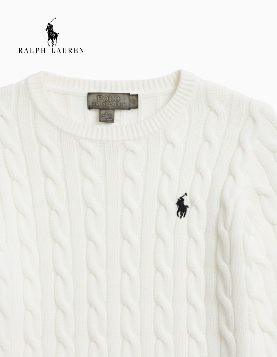 Damen Cable Knit Jumper Dress R&L® White | Limited Edition