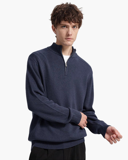 Pullover mit Reißverschluss aus 100 % Merinowolle - Milano®